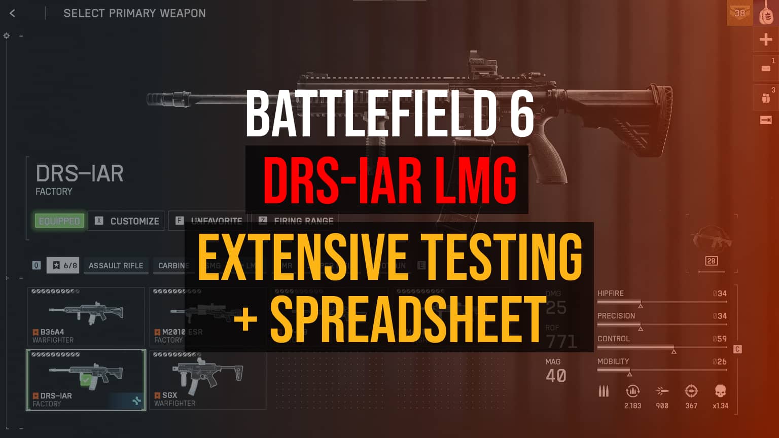 Battlefield 6 DRS-IAR LMG Extensive Testing Plus Speadsheet