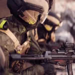 soldier holding gun
