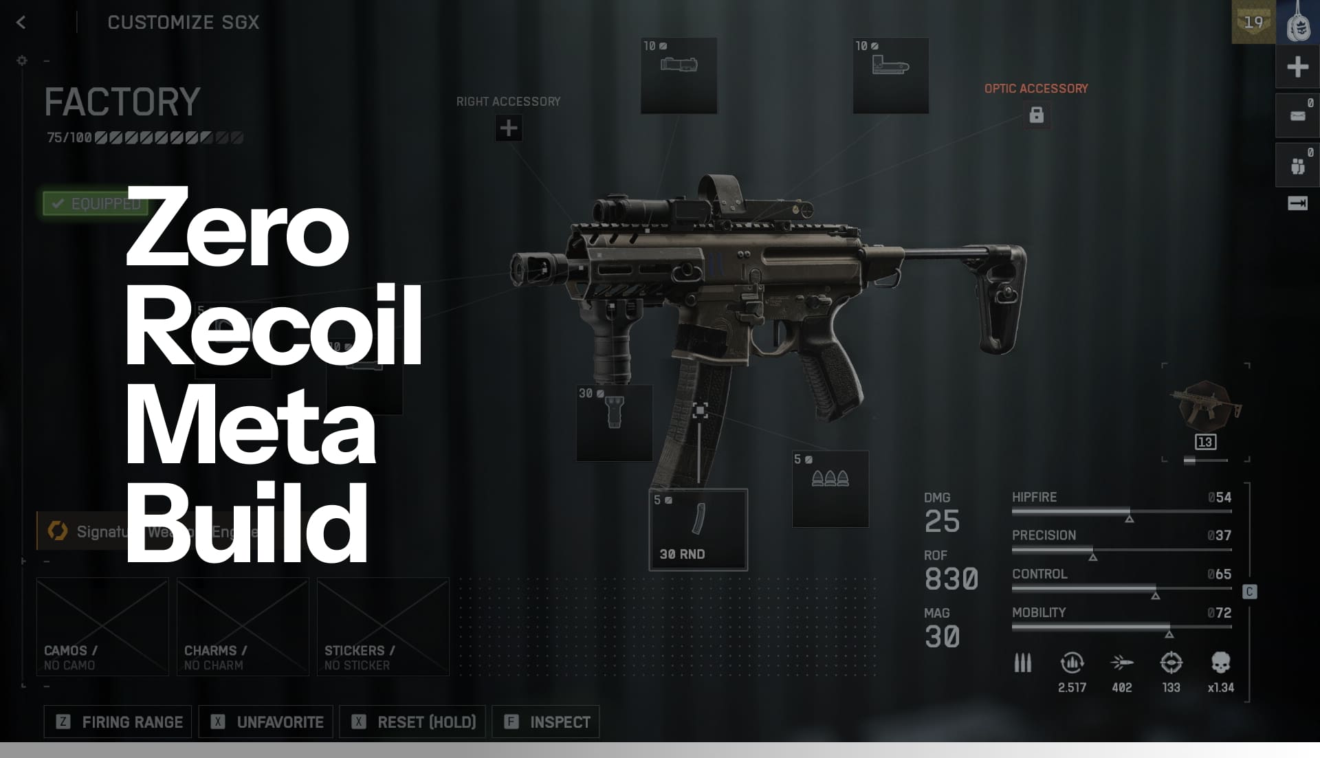 Zero Recoil Meta Build with sgx in the background
